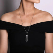 14K White Gold Art Moderne Fringe Diamond Necklace